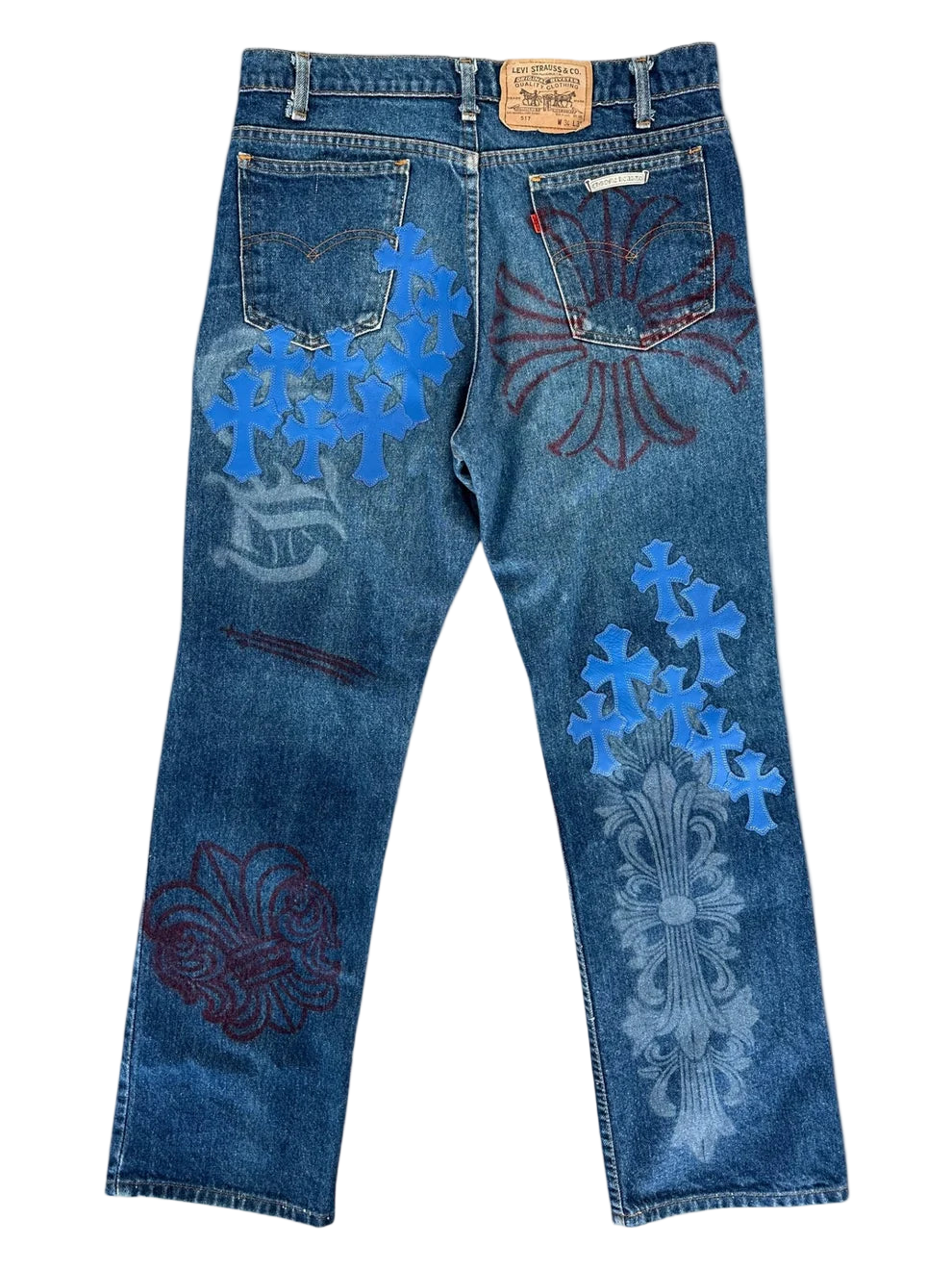 Levis Blue Cross Patch Stencil Jeans