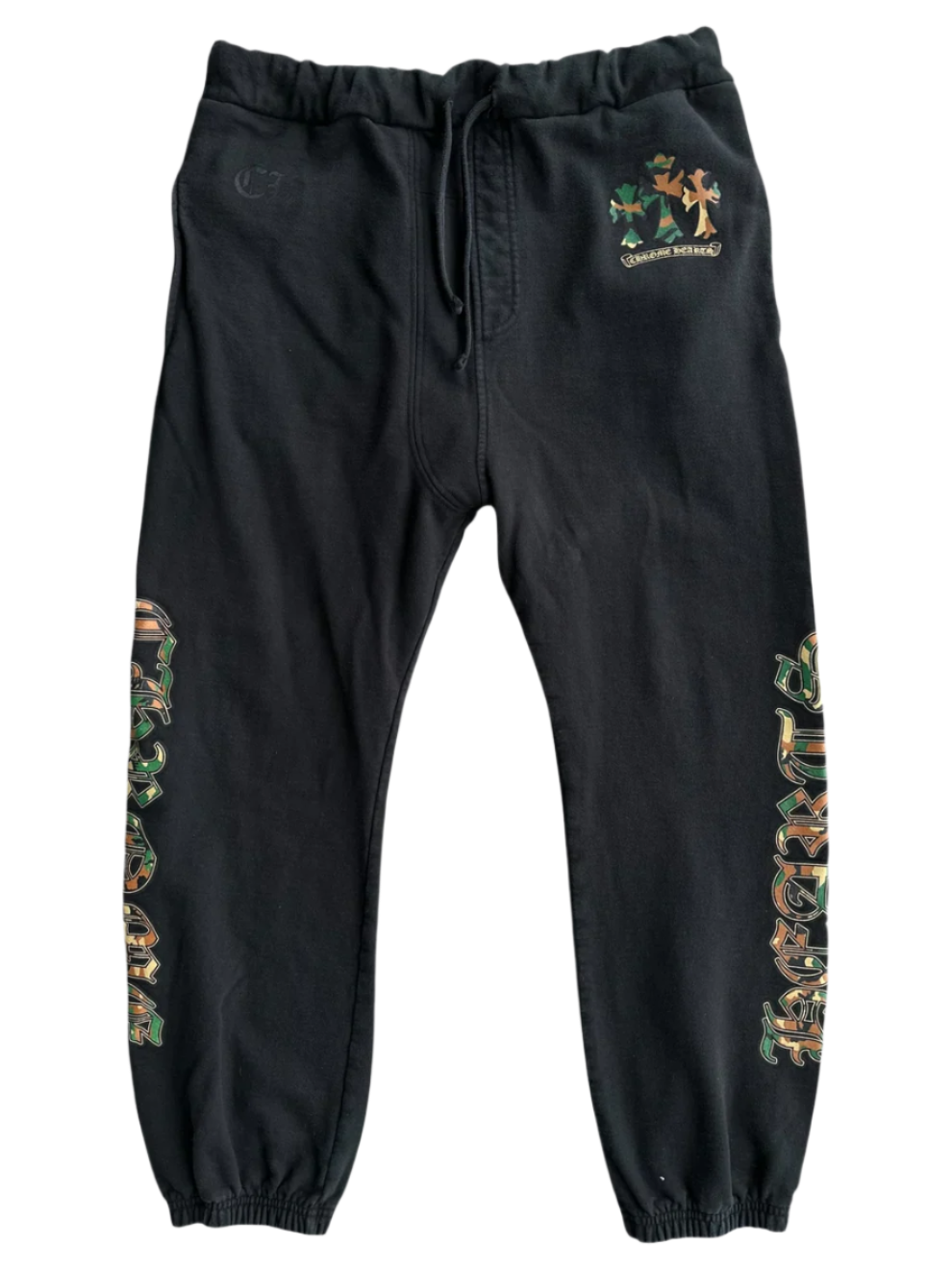Black Camouflage Triple Cross Logo Sweatpants
