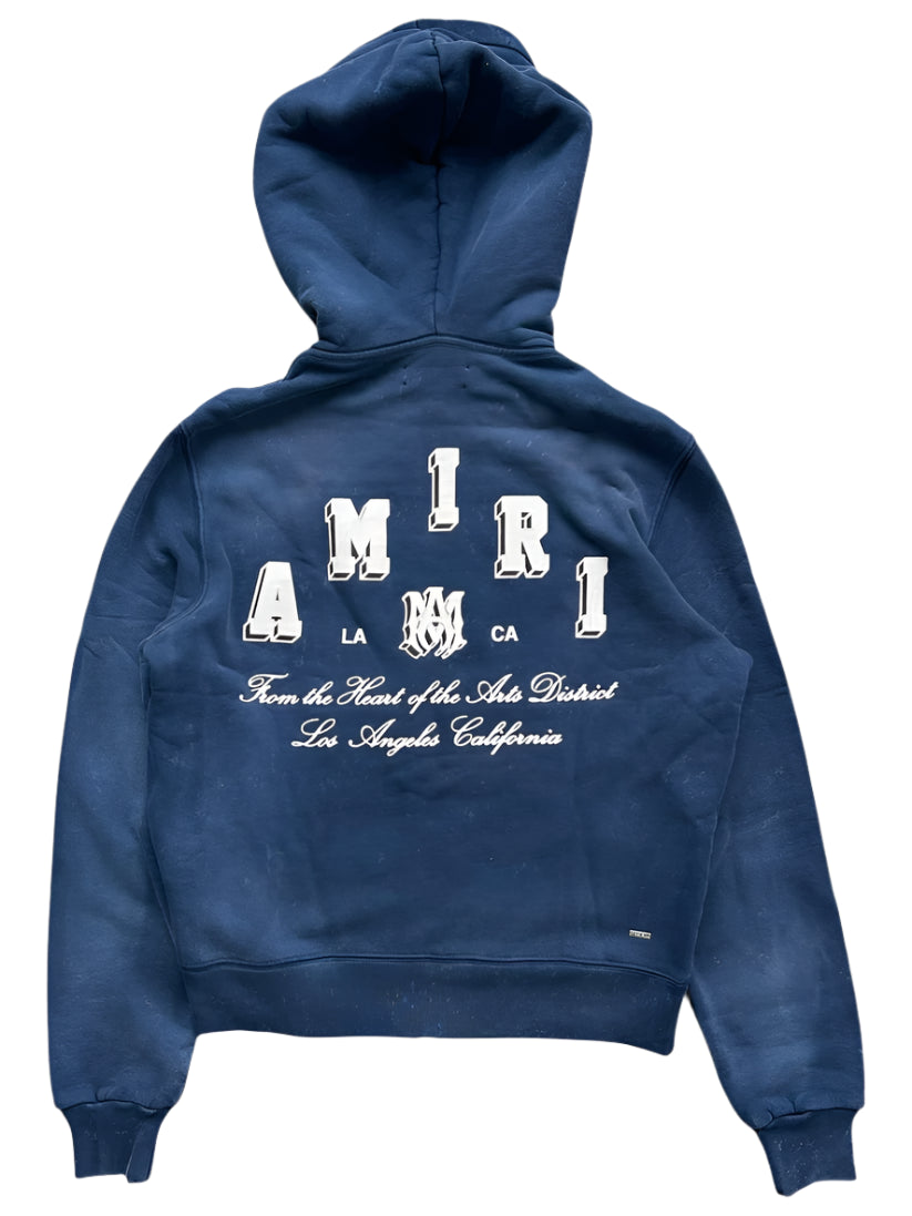 Vintage Blue & White Collegiate Logo Hoodie