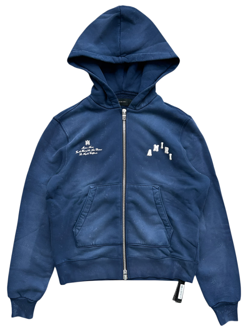 Vintage Blue & White Collegiate Logo Hoodie