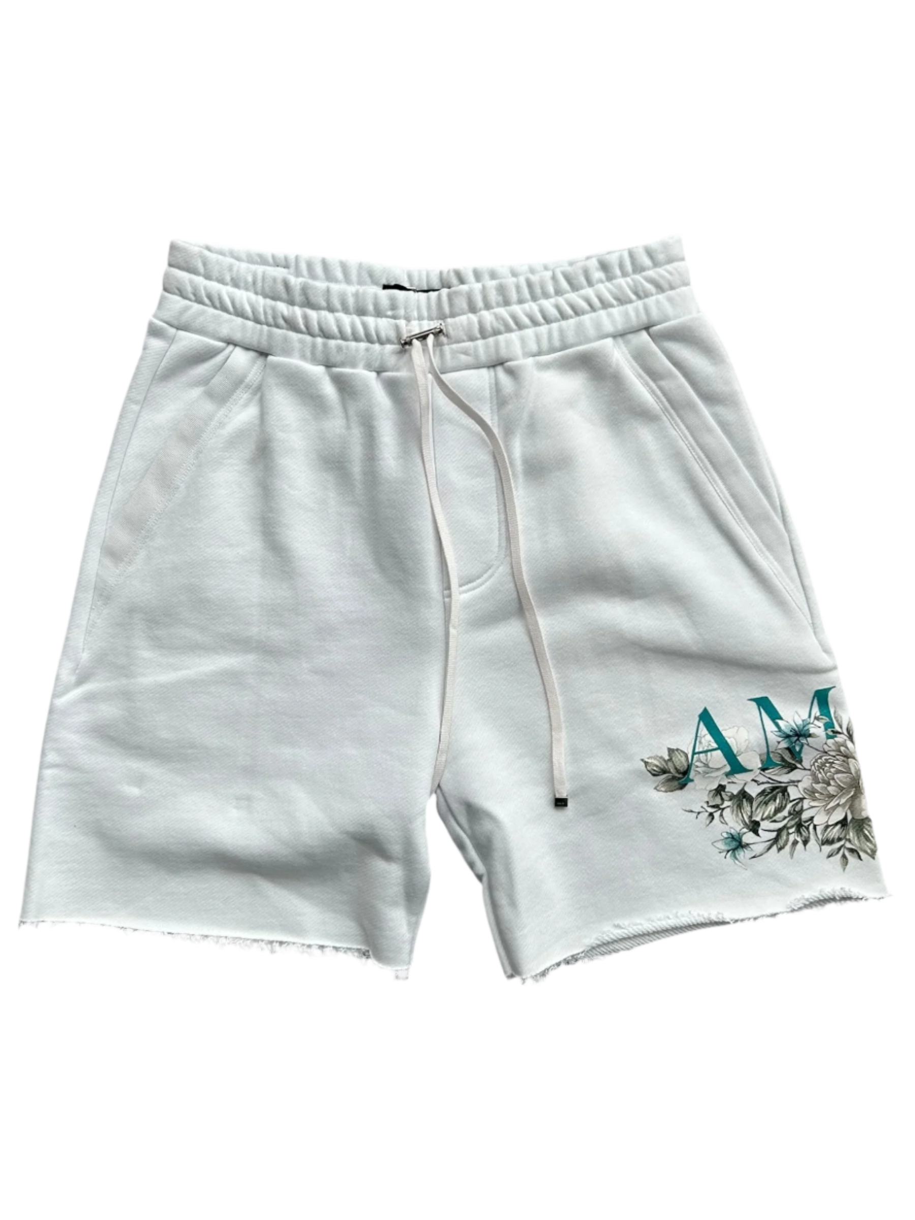 White Floral Logo Shorts