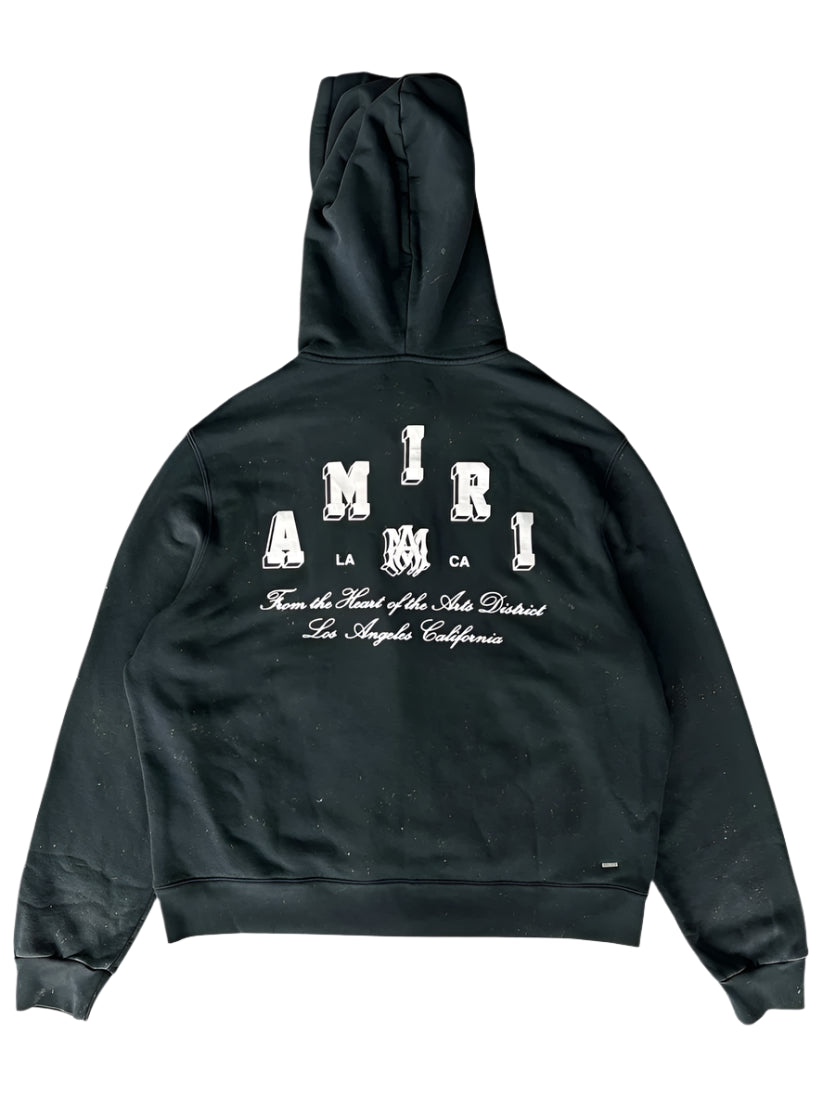 Vintage Black & White Collegiate Logo Hoodie