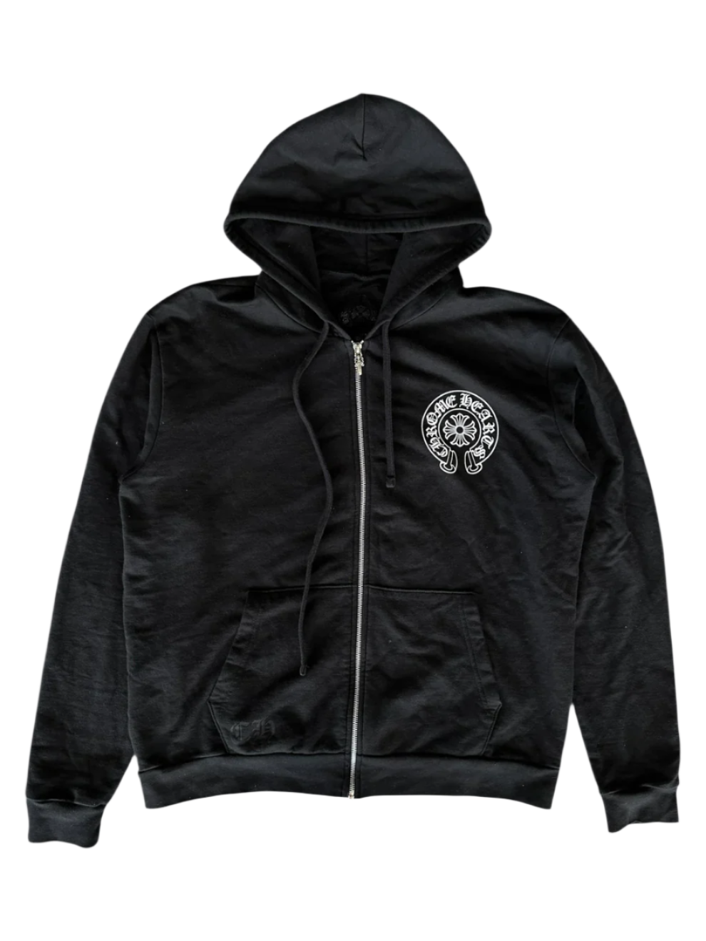 Black & White Miami Horseshoe Logo Zip Up Hoodie