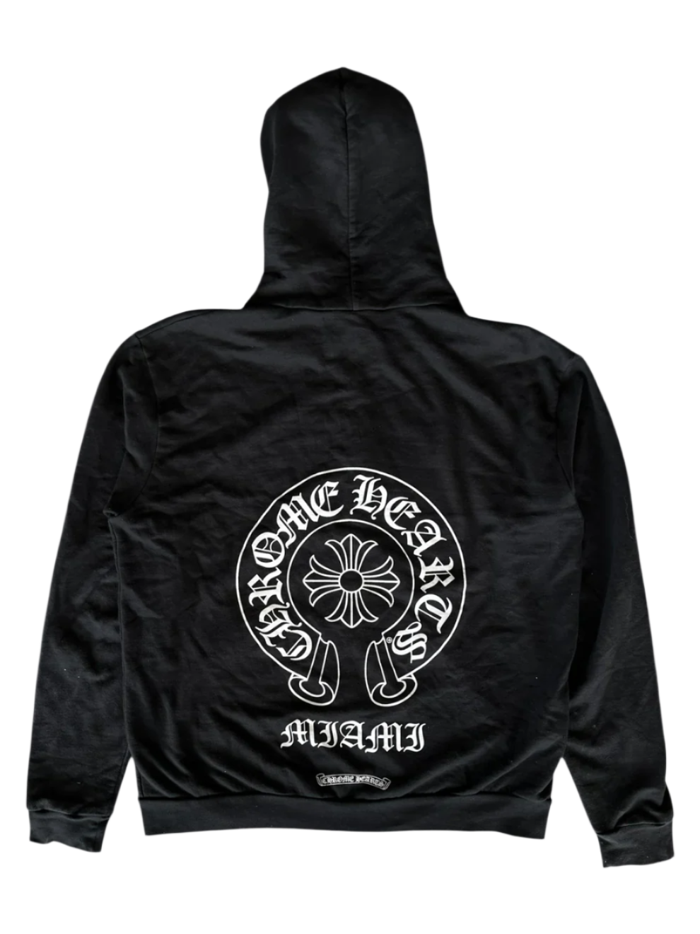 Black & White Miami Horseshoe Logo Zip Up Hoodie