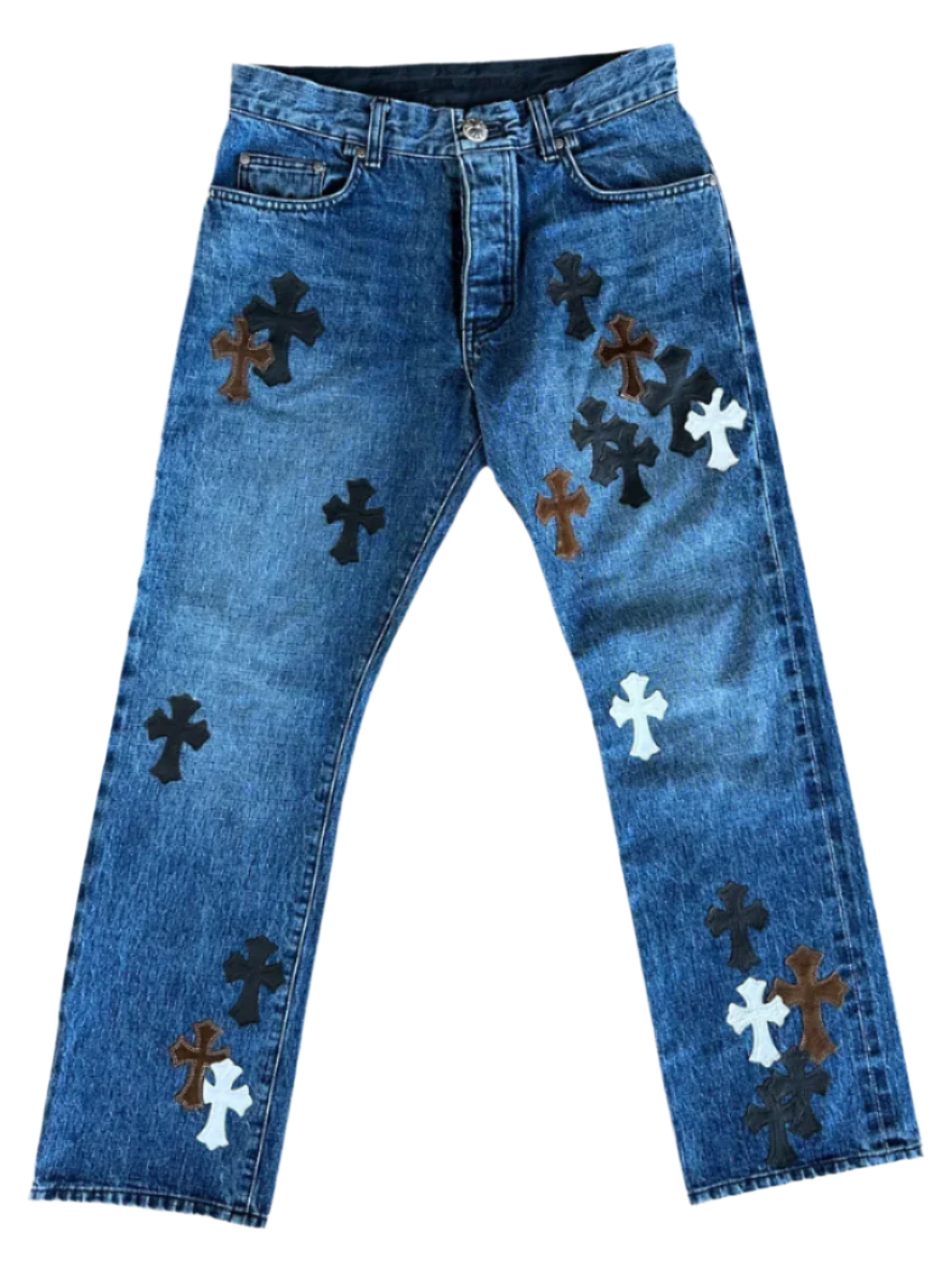 Blue Multicolor Cross Patch Jeans