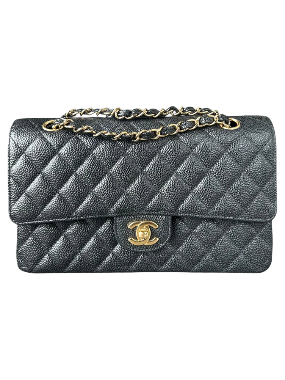 Black Caviar Quilted Medium Flap Bag