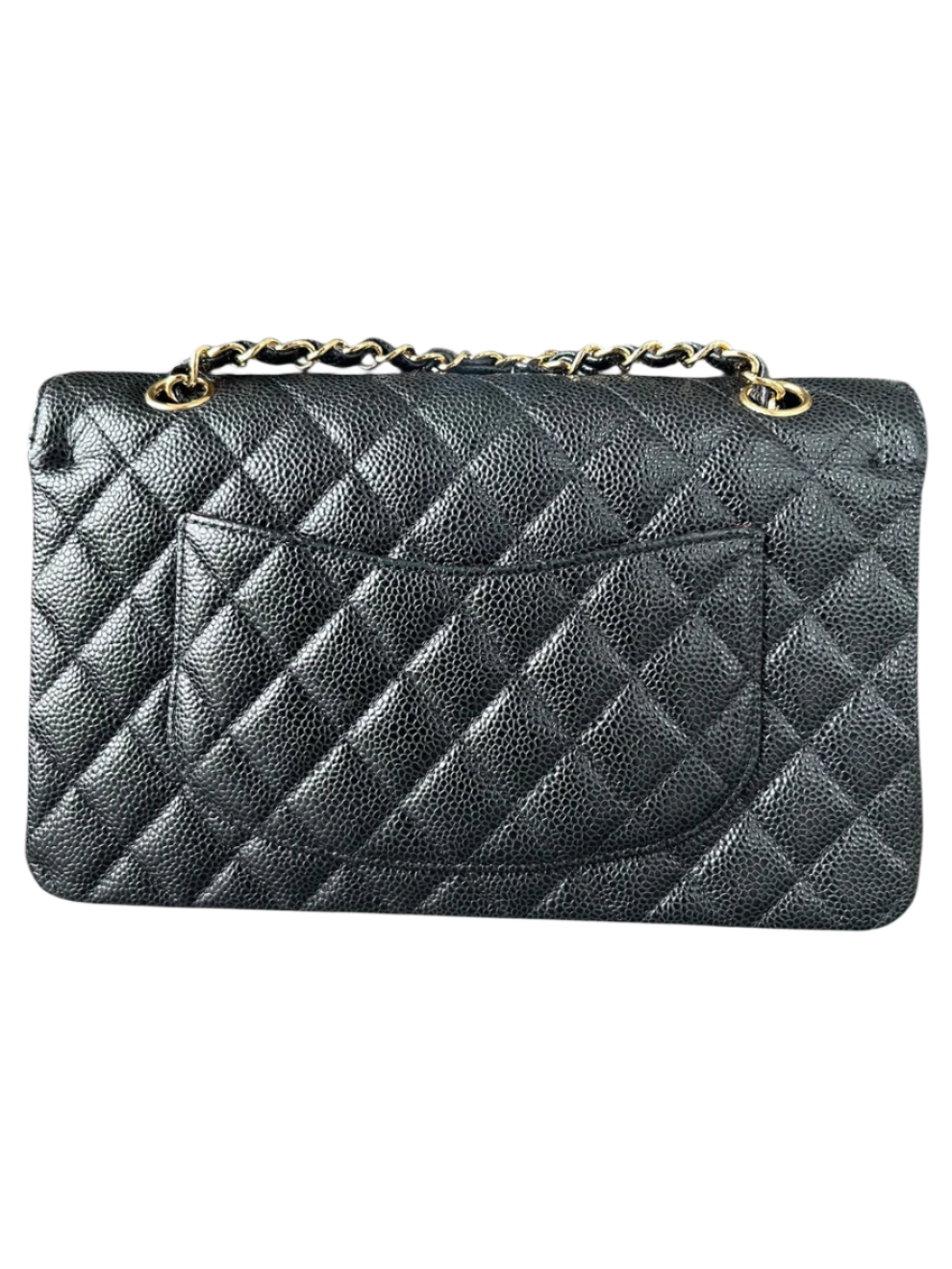 Black Caviar Quilted Medium Flap Bag