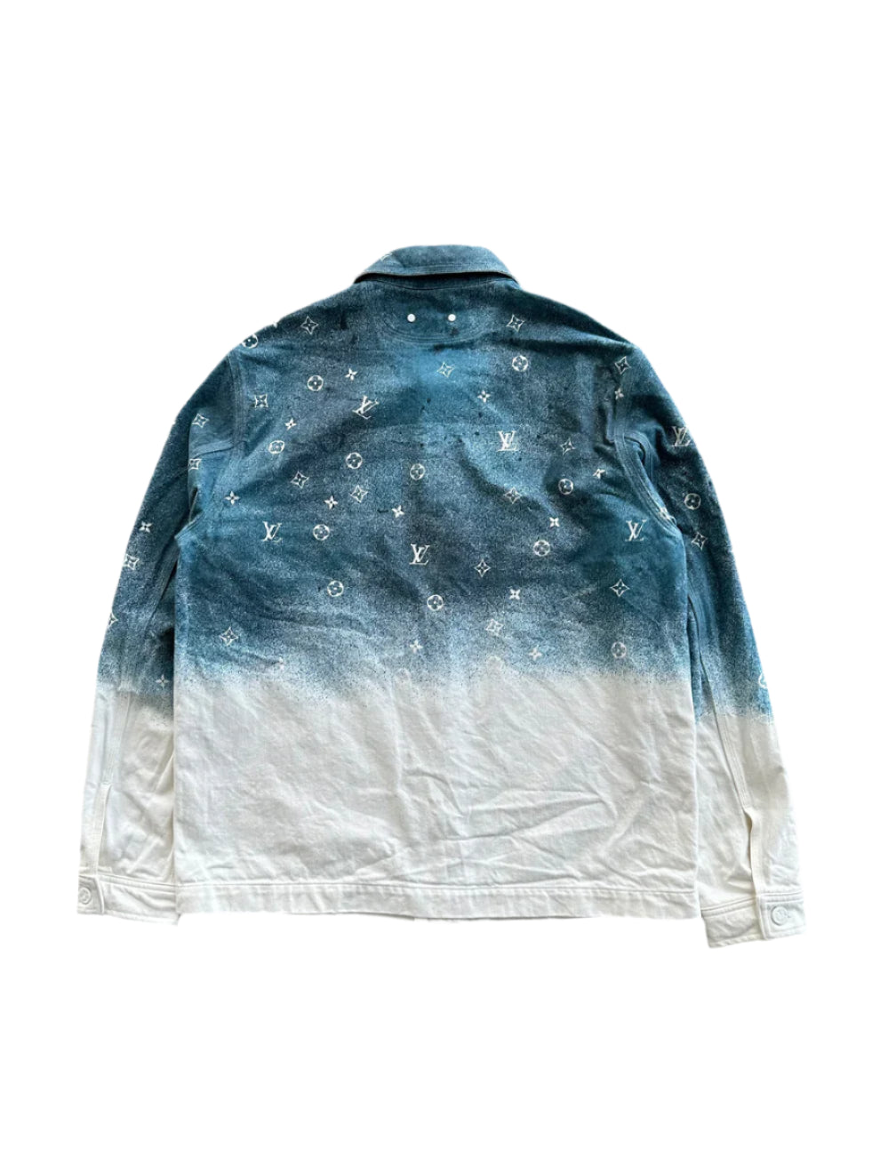 Blue & White Gradient Snowfall Monogram Denim Jacket