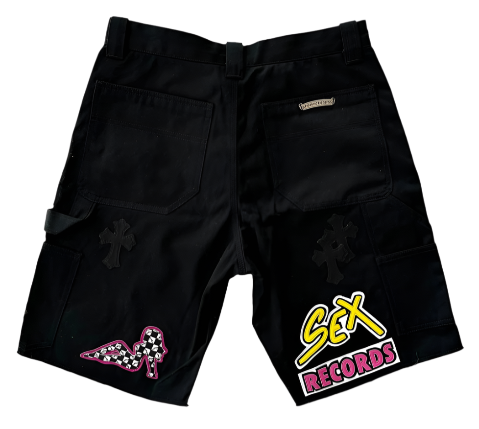 Matty Boy Black Cross Patch Carpenter Shorts