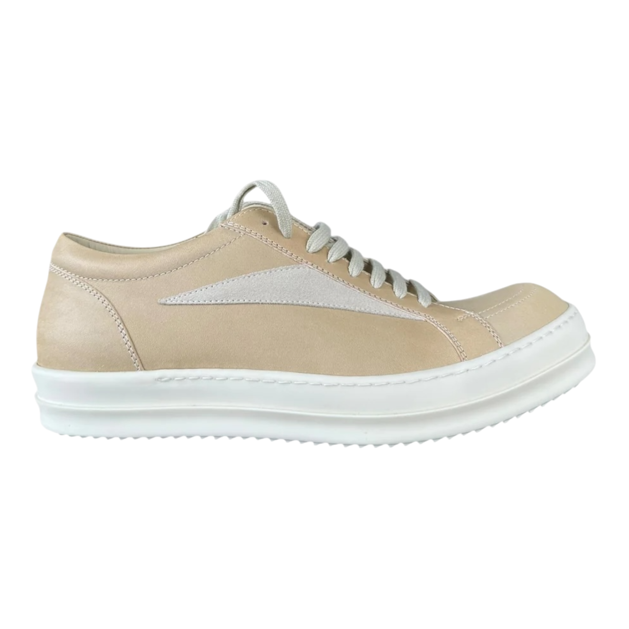 Beige Leather Vintage Low Top Sneakers