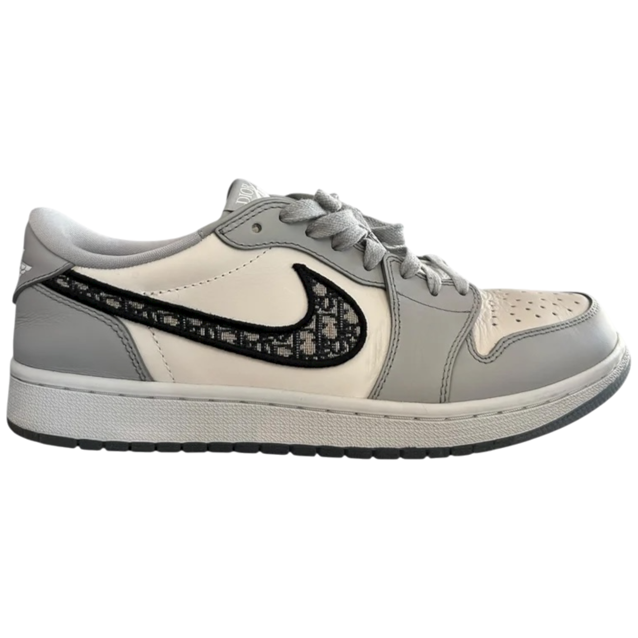 Dior Air Jordan Grey & White Oblique Low Top Sneakers