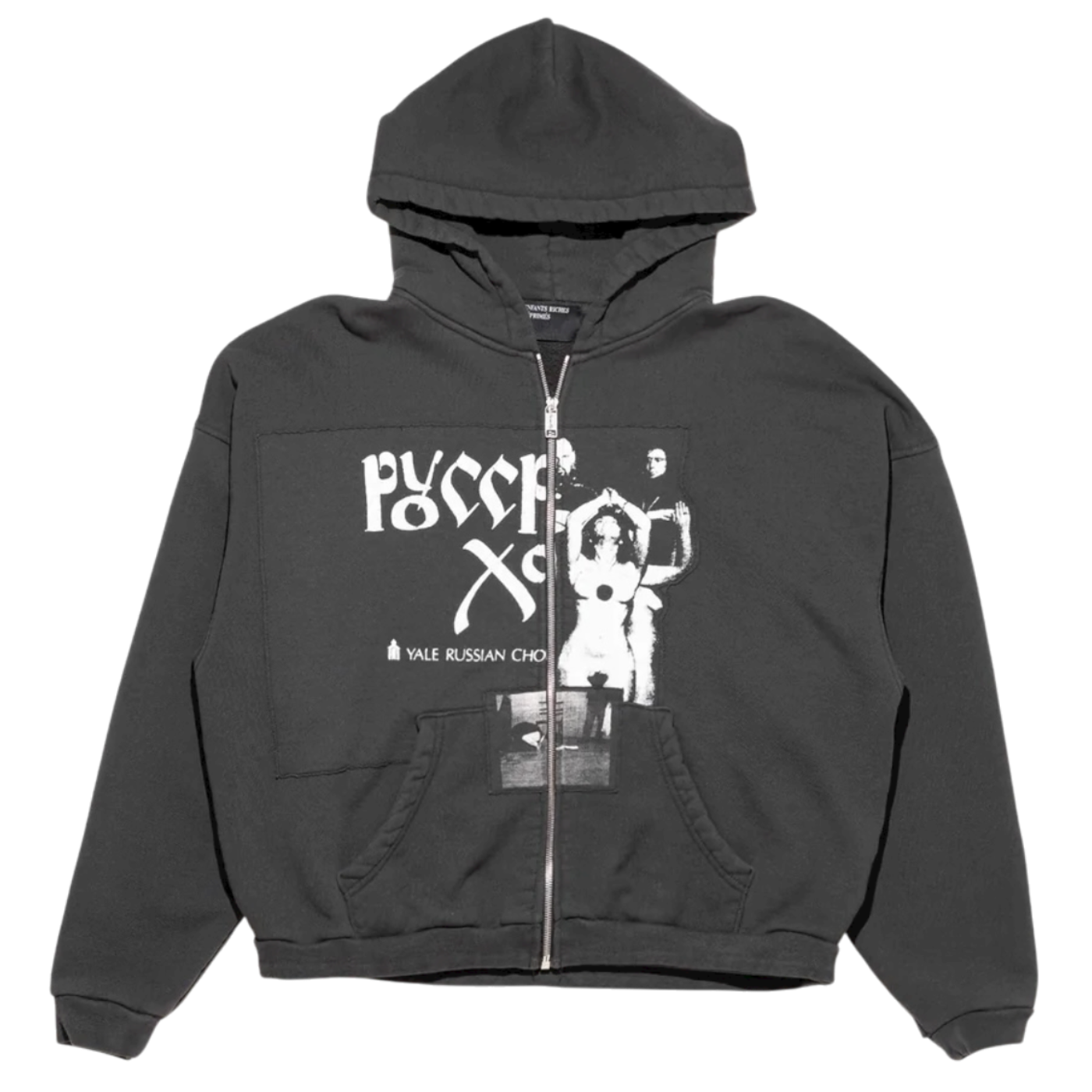 Russian Chorus Zip Hoodie Faded Black