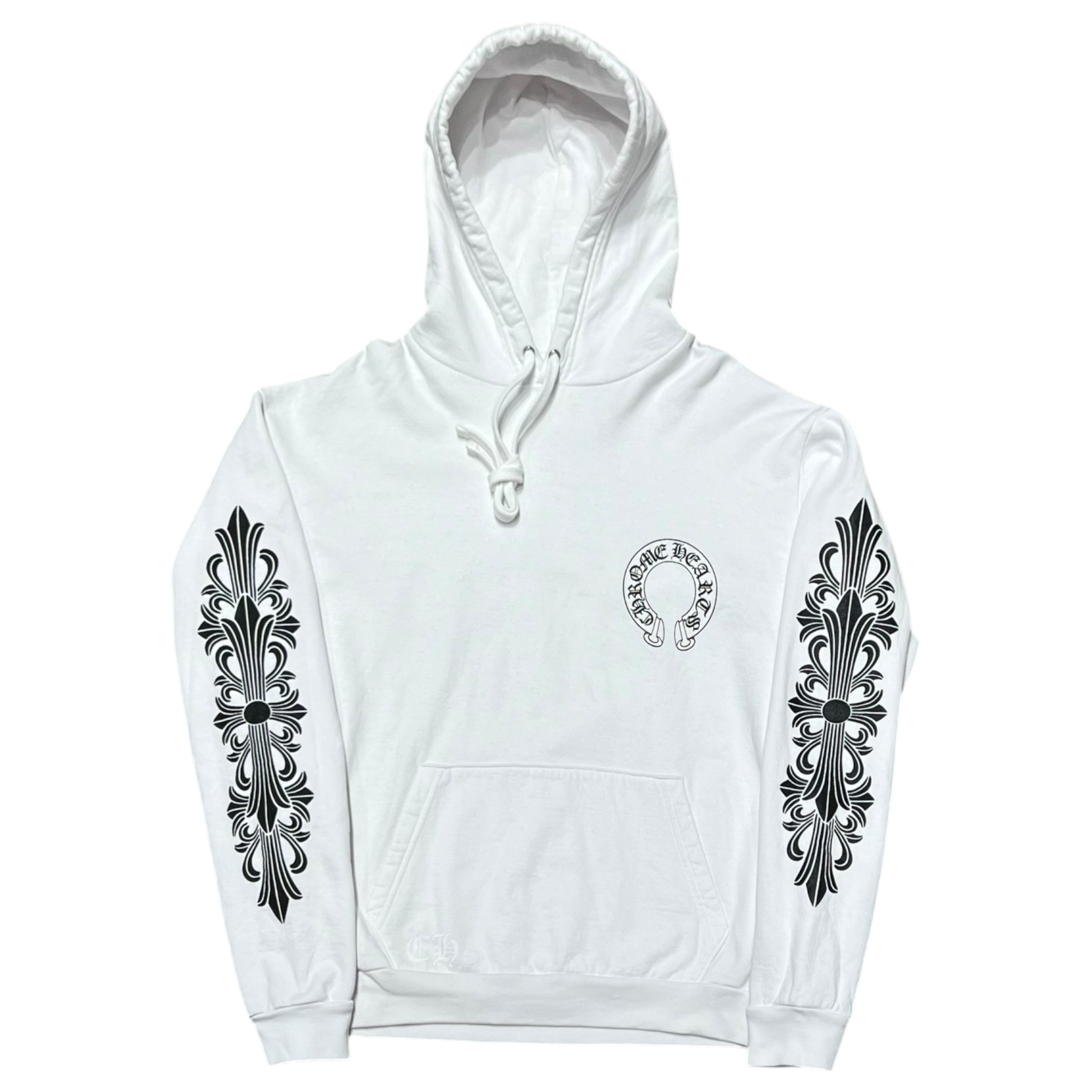 White Horseshoe Floral Pullover Hoodie