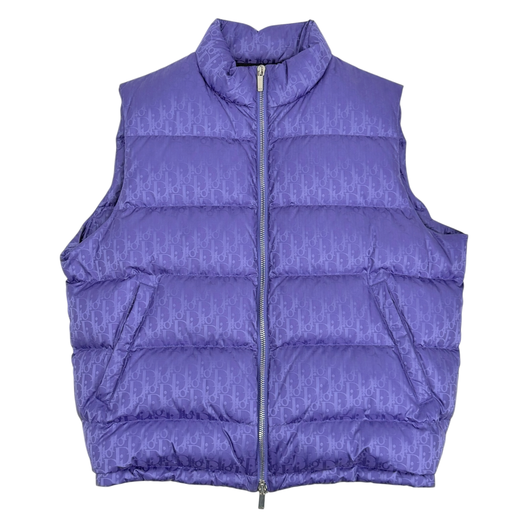 All-Over Oblique Jacquard Motif Sleeveless Down Jacket