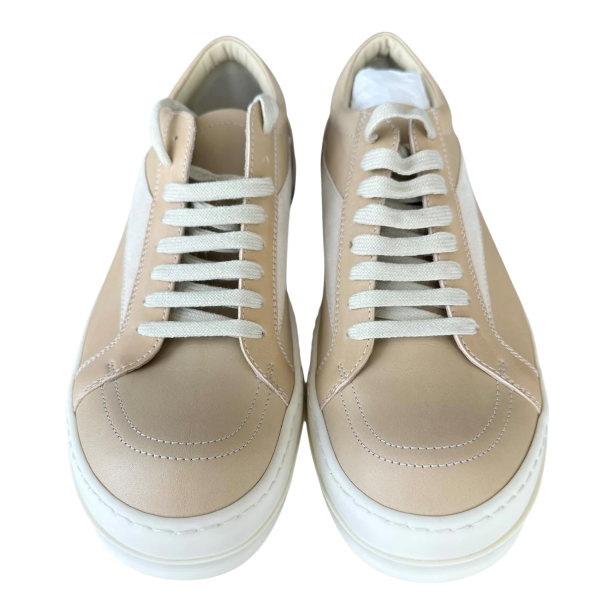 Beige Leather Vintage Low Top Sneakers