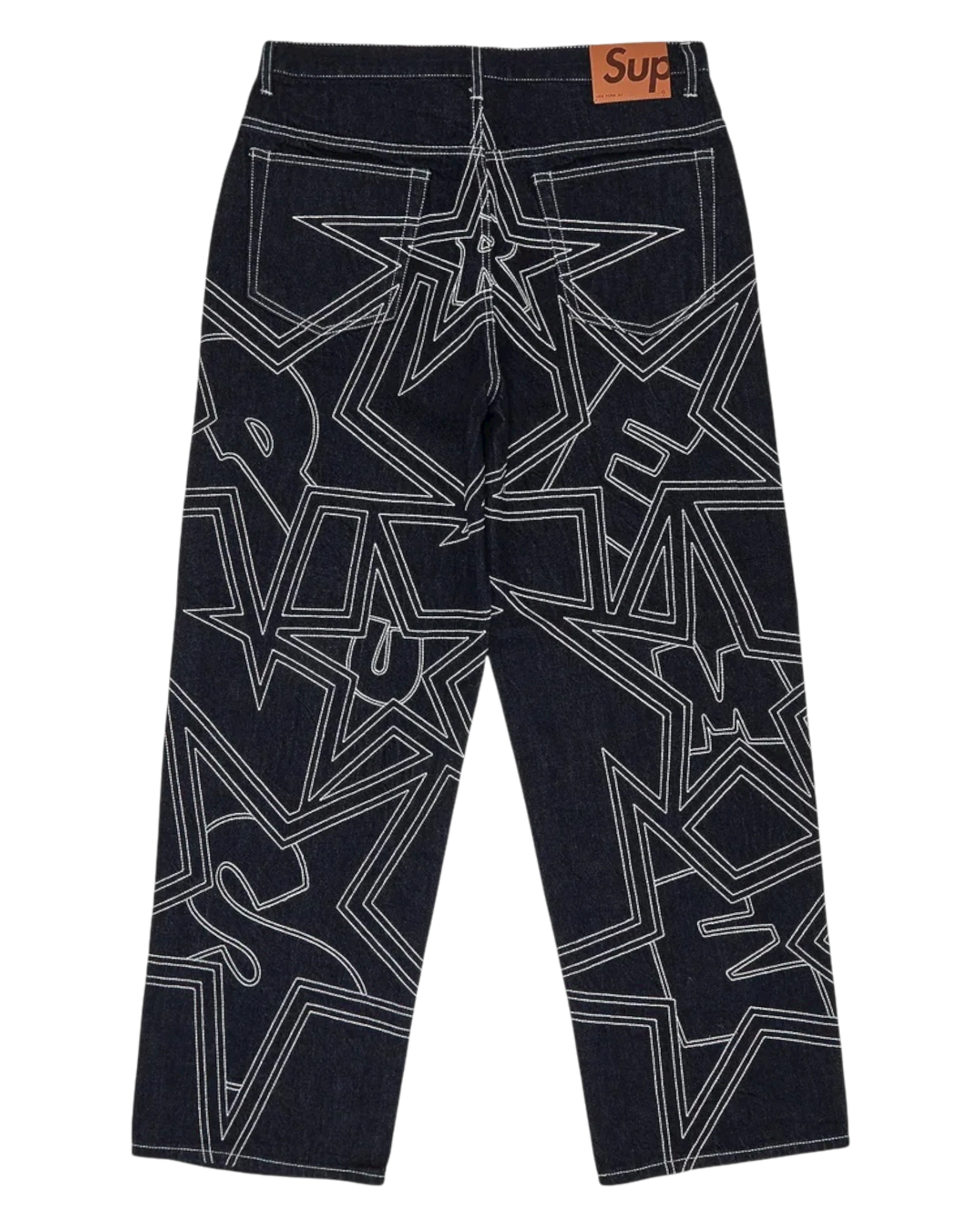 Stars Topstitch Baggy Jean Indigo