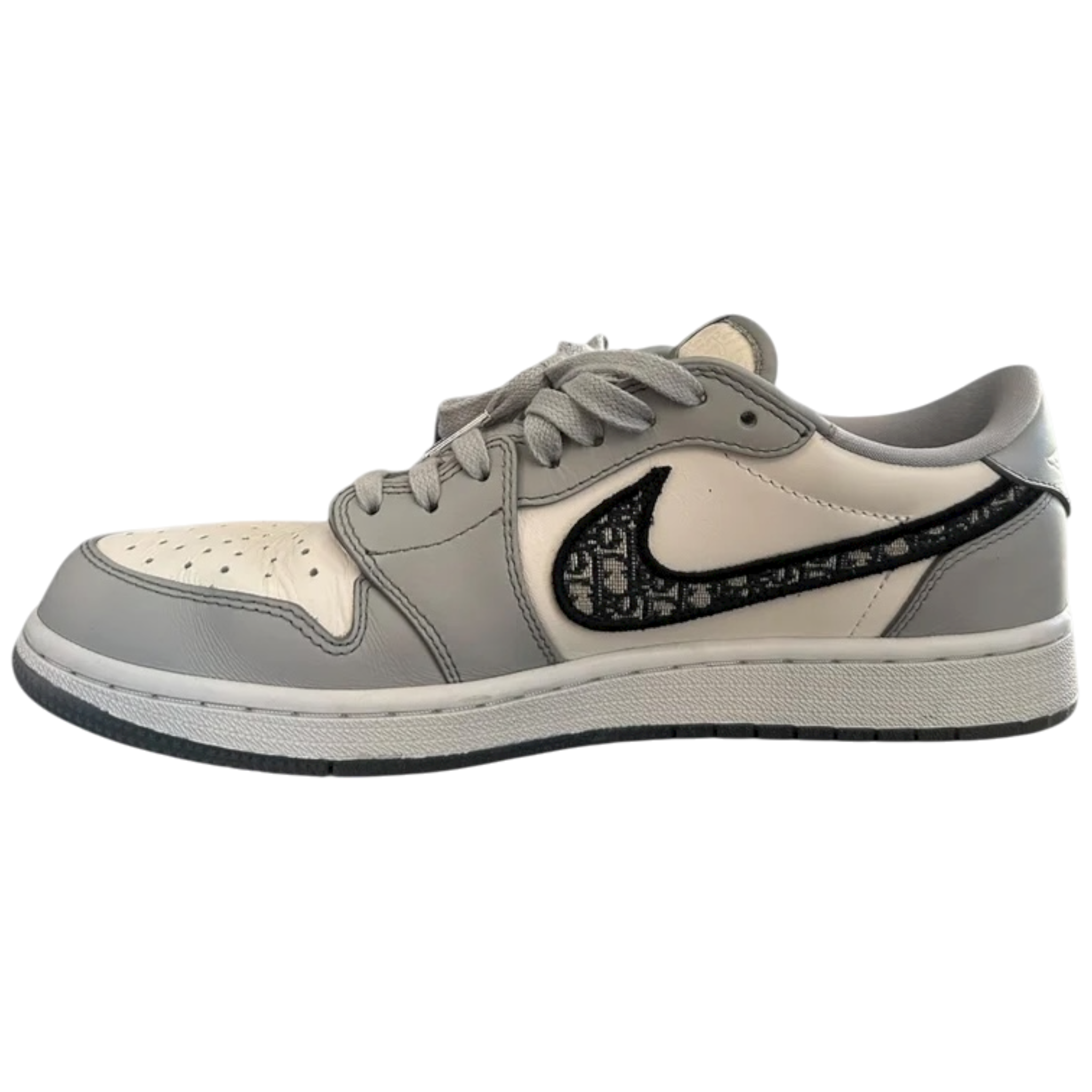 Dior Air Jordan Grey & White Oblique Low Top Sneakers