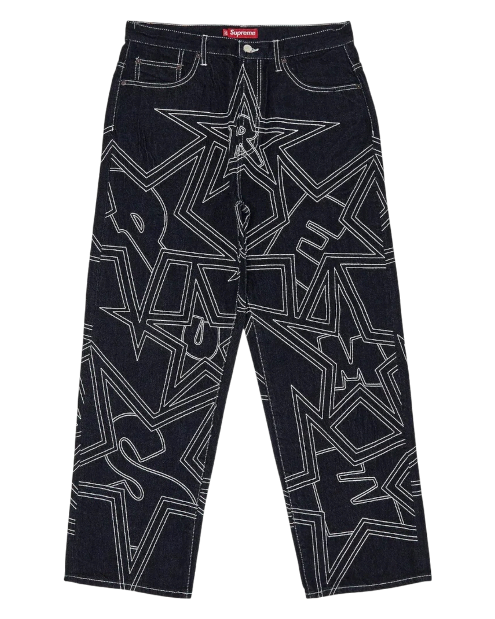 Stars Topstitch Baggy Jean Indigo