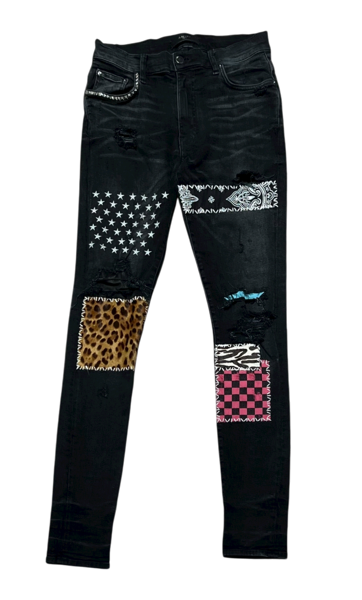 Art Patch Patchwork Jeans Aged Black