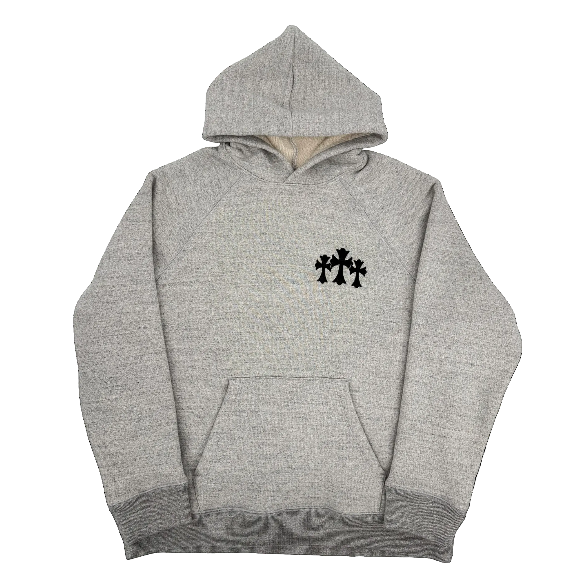 Triple Cross CH Logo Embroidered Hoodie Grey