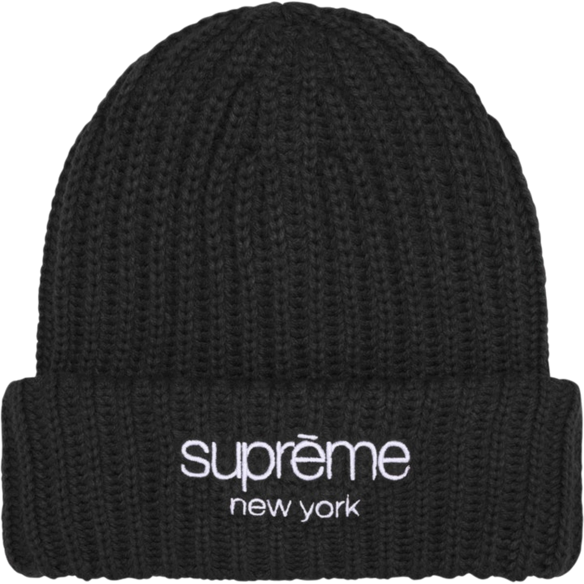 Chunky Rib Classic Logo Beanie Black