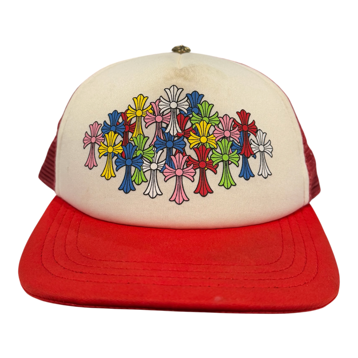 Multicolor Cross Trucker Hat Red/White