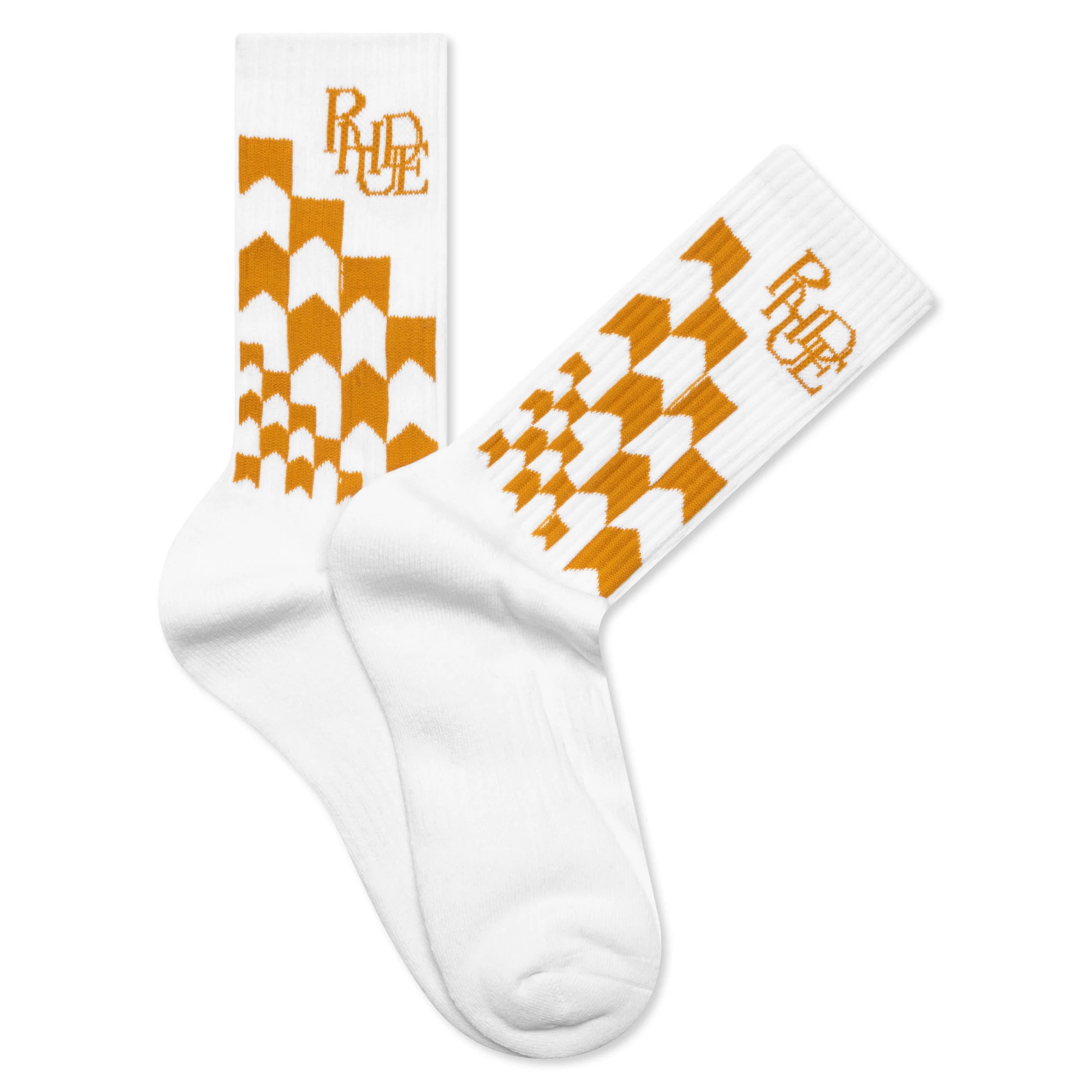 Racing Checker Socks White/Mustard