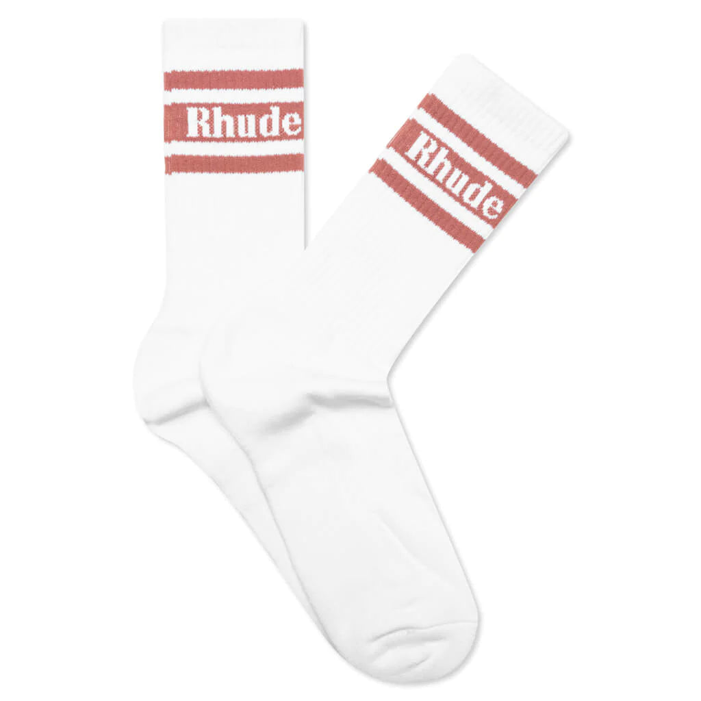 Striped Logo Socks White/Mauve