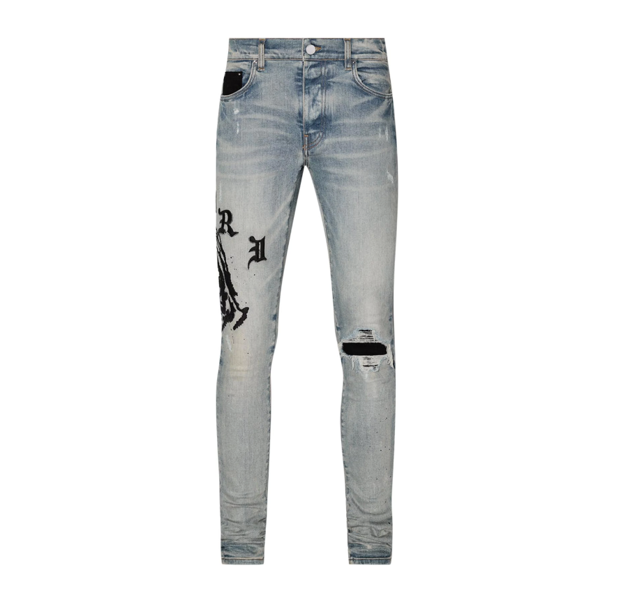 Amiri x Wes Lang Reaper Logo Jean Clay Indigo