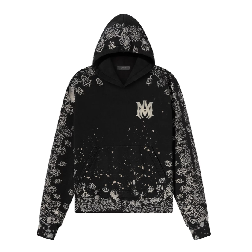 Bandana Bleach All Over Hoodie Black