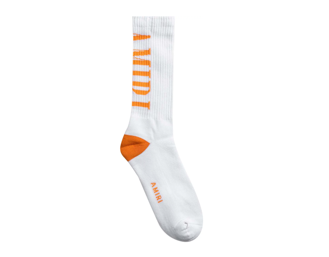 Vertical Logo Socks White/Orange