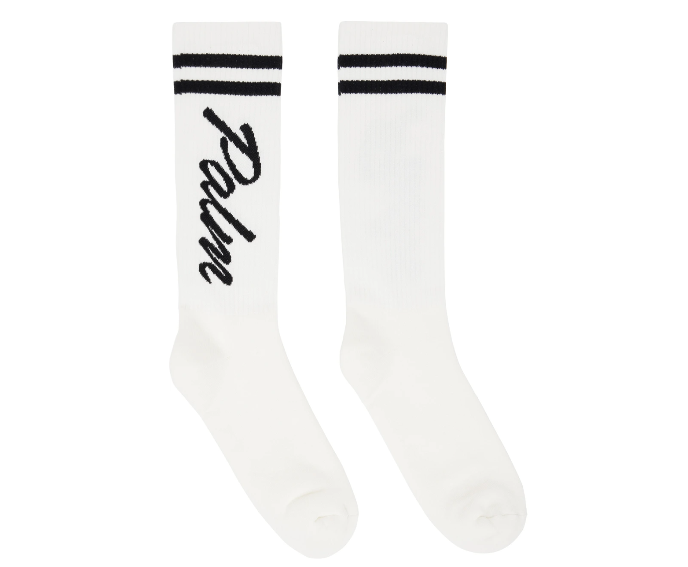 Palm Angels Stripe Logo Socks White
