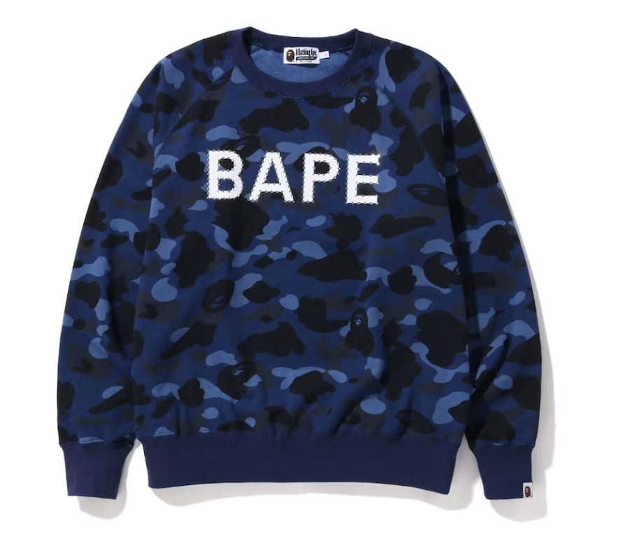 Color Camo Crystal Stone Relaxed Fit Crewneck Sweatshirt (SS22) Navy