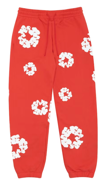 Cotton Wreath Sweatpants Red