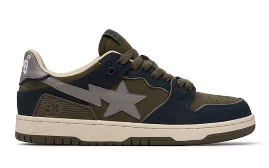 A Bathing Ape Bape SK8 Sta Navy Khaki Grey