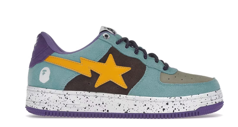 A Bathing Ape Bape Sta Teal Brown Yellow Suede