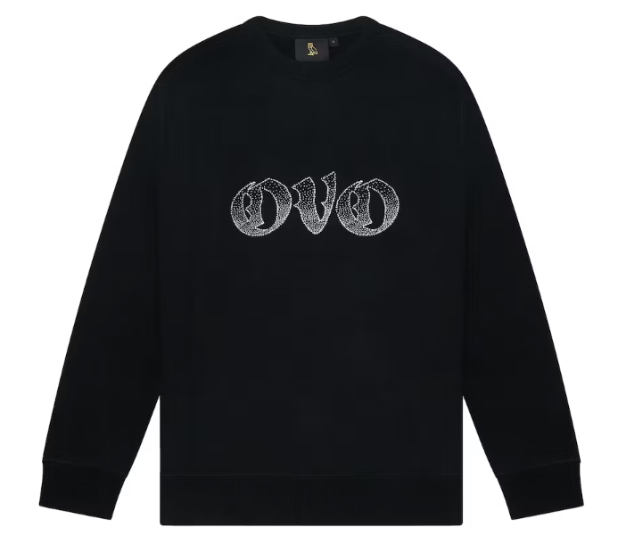 Old English Rhinestone Crewneck Black