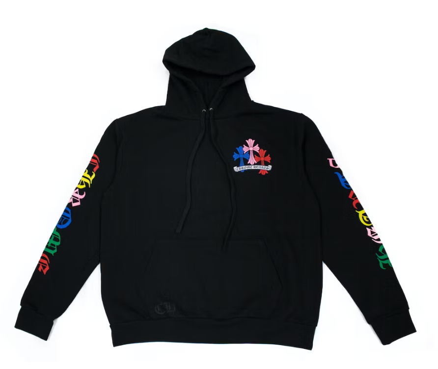 Multi Color Cross Cemetery Hoodie Black