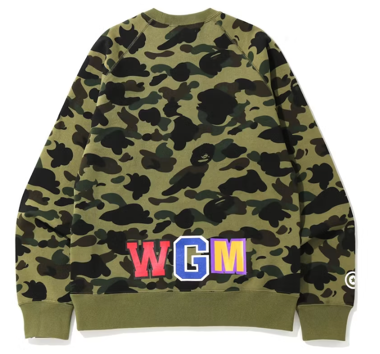 BAPE 1st Camo Printed Zip Shark Crewneck Green