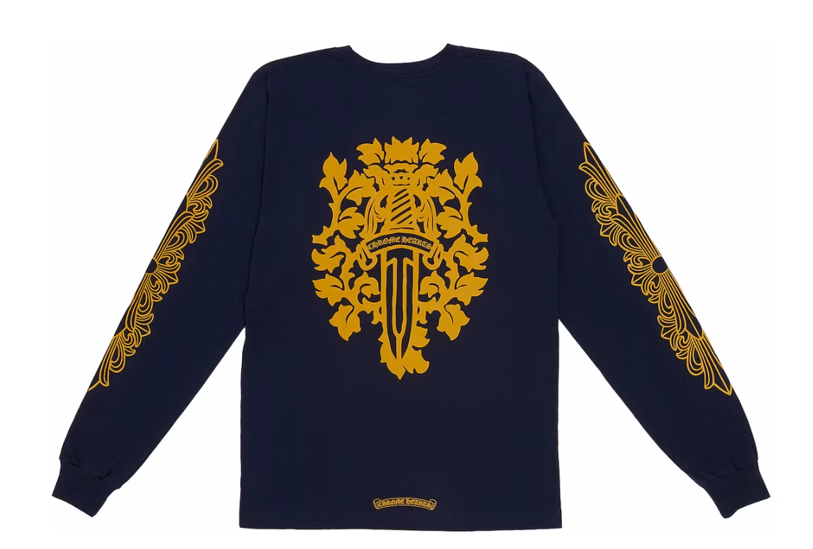 Chrome Hearts V89 Dagger L/S T-shirt Navy/Yellow