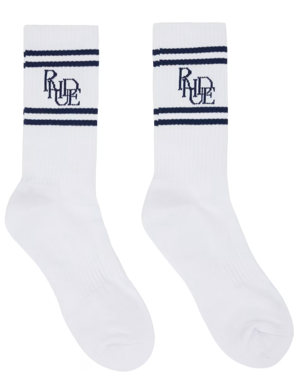 White Navy Scambler Sock