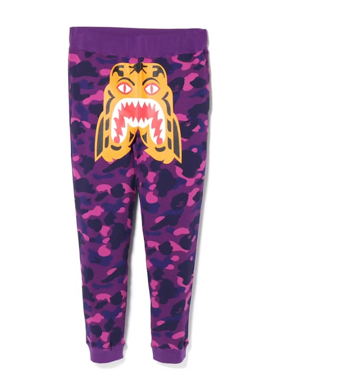 Color Camo Tiger Slim Sweat Pants Purple