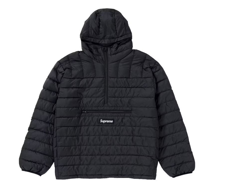 Micro Down Half Zip Hooded Pullover Black – Grandeur