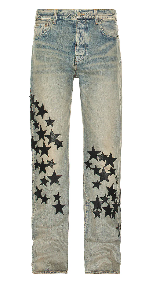 Clay Indigo Leather Star Straight Jeans