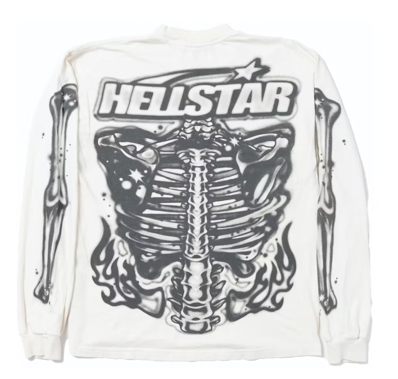 Hellstar Airbrushed Bones Longsleeve White