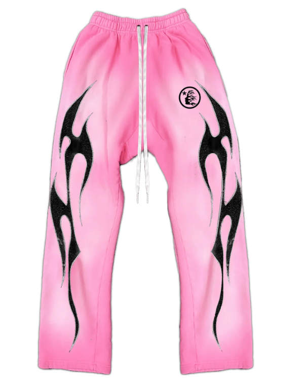 Flame Sweatpants Pink with Black Flame