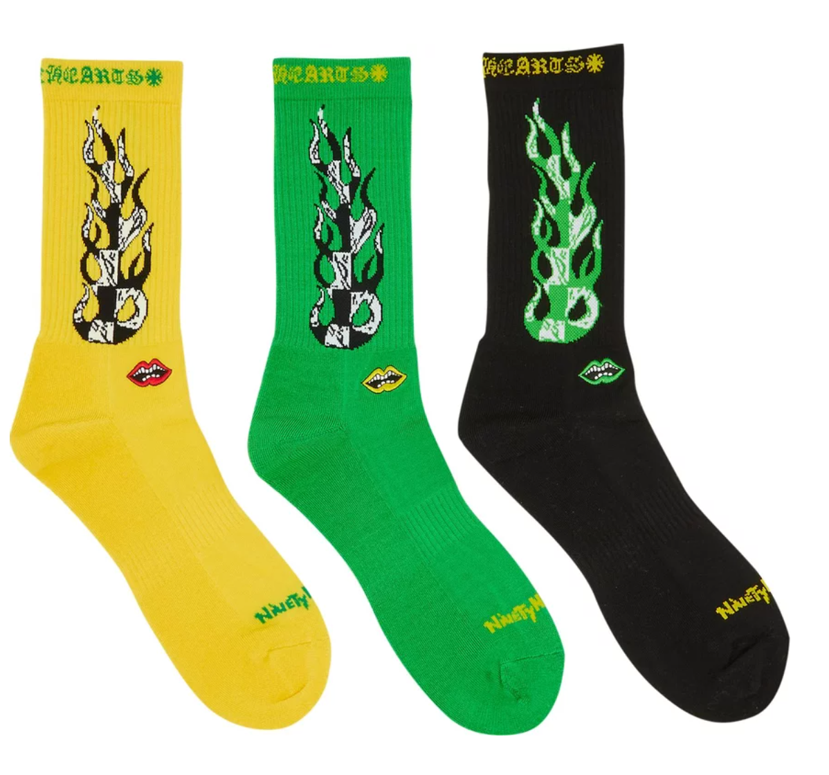 Matty Boy Flame Socks 'Green/Yellow/Black' Pack