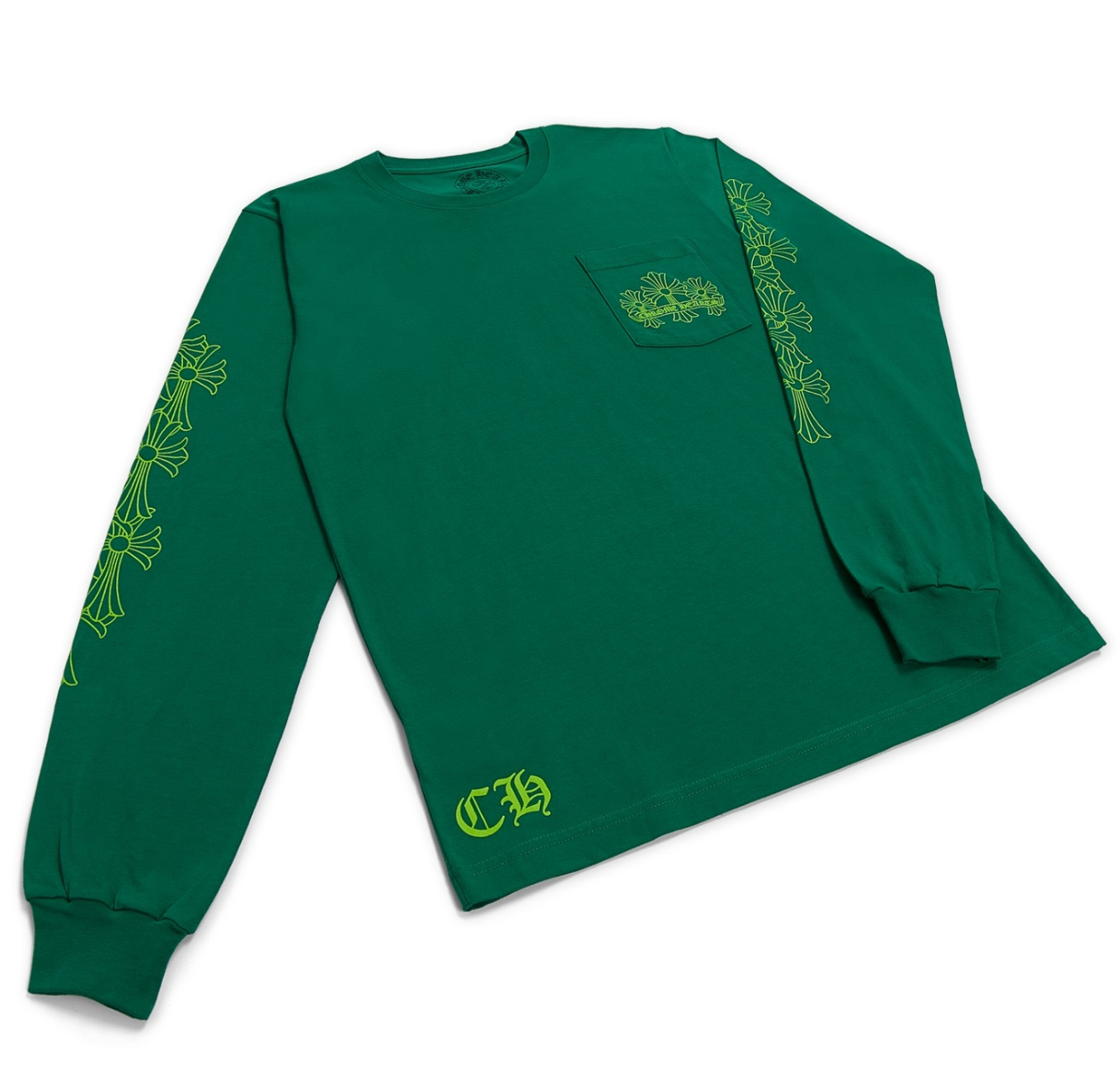 Cemetery Cross long Sleeve Shirt Green/Yellow