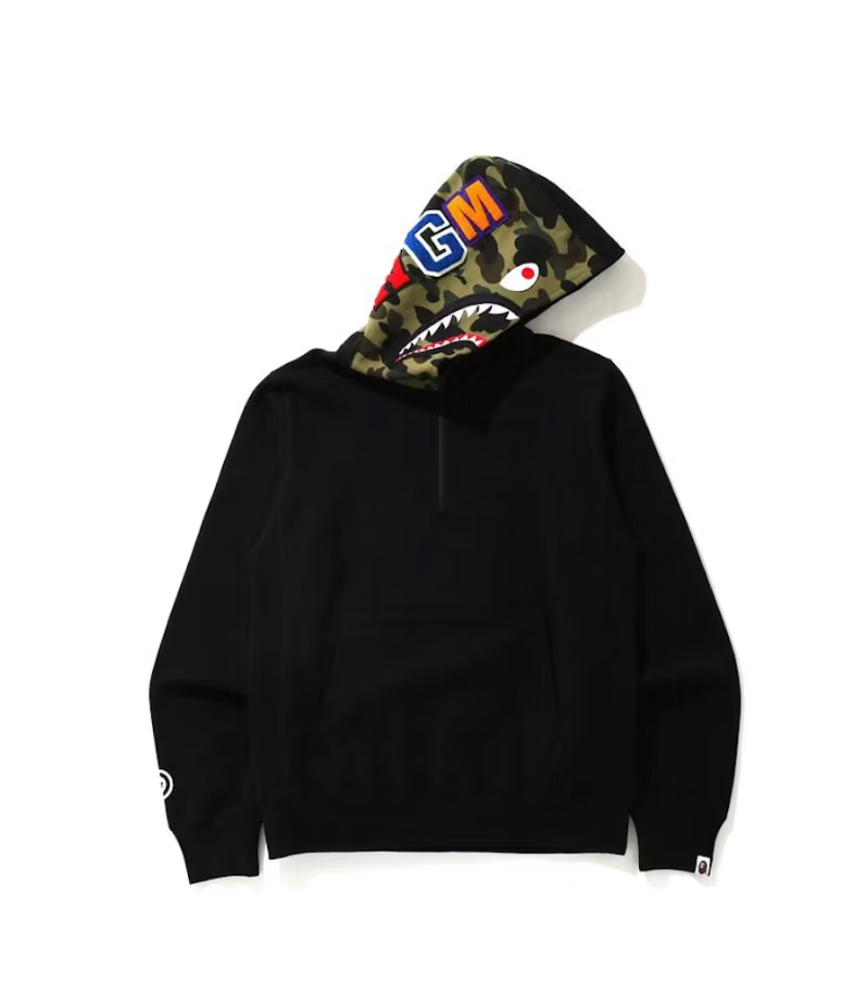 Shark Half Zip Pullover Hoodie Black