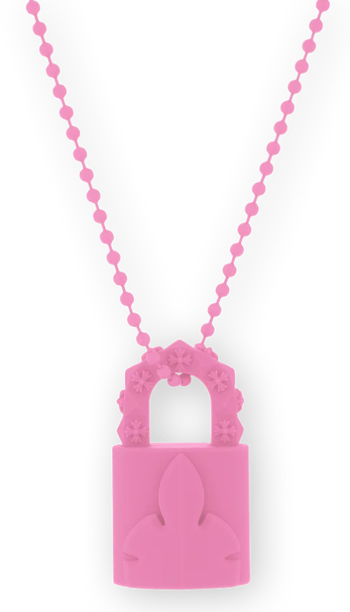 Pink Silichrome Lock Necklace